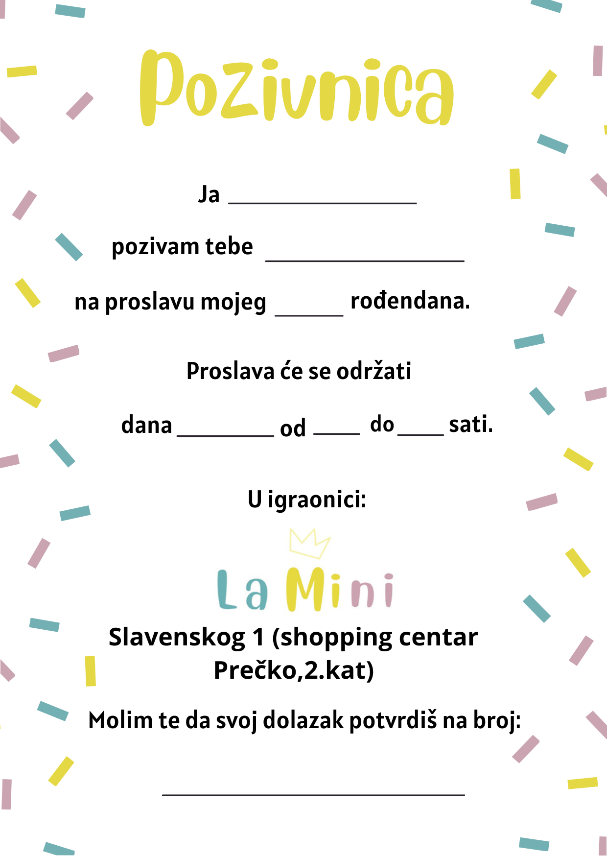 Pregled La Mini rođendanske pozivnice